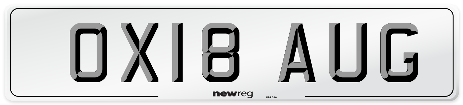 OX18 AUG Number Plate from New Reg
